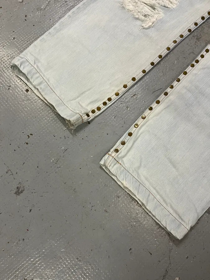 SS2006 Dolce & Gabbana Studded Panther Distressed Denim Jeans HuyRcDS 5