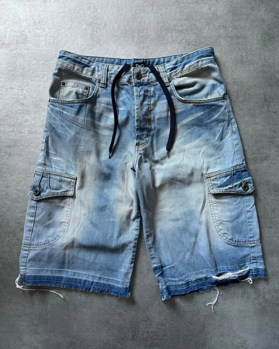 SS2006 Dolce & Gabbana Ultra Washed Distressed Denim Cargo Shorts tPwBsub 0