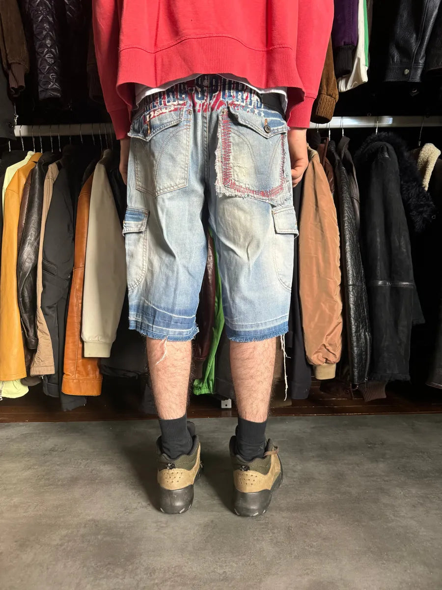 SS2006 Dolce & Gabbana Ultra Washed Distressed Denim Cargo Shorts tPwBsub 2