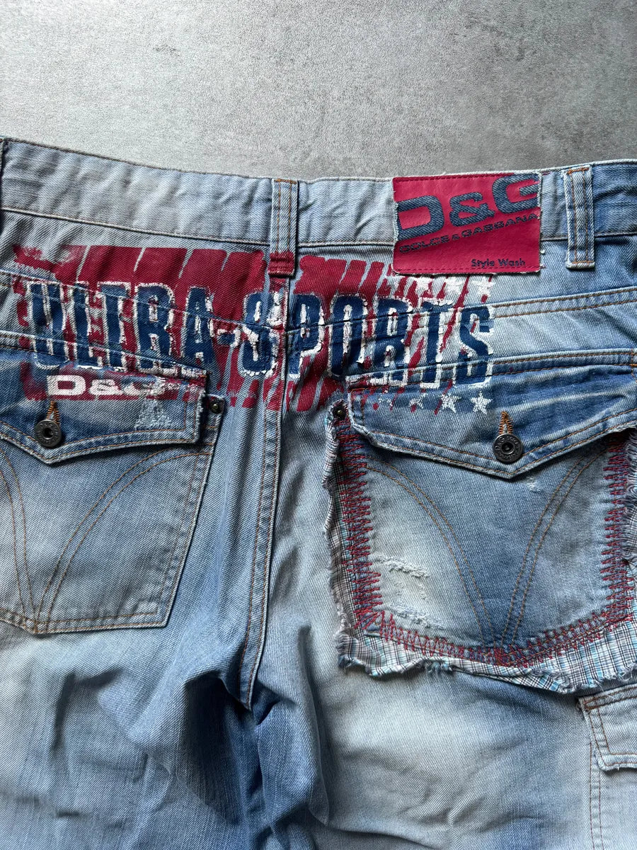 SS2006 Dolce & Gabbana Ultra Washed Distressed Denim Cargo Shorts tPwBsub 3