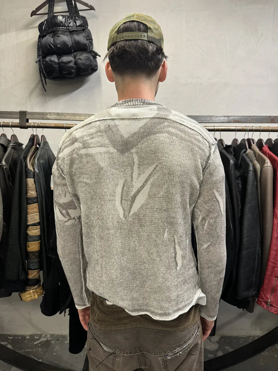SS2006 Dolce & Gabbana V Neck Grey Striped Savage Neutral Sweater (M) HCpqfEP 2