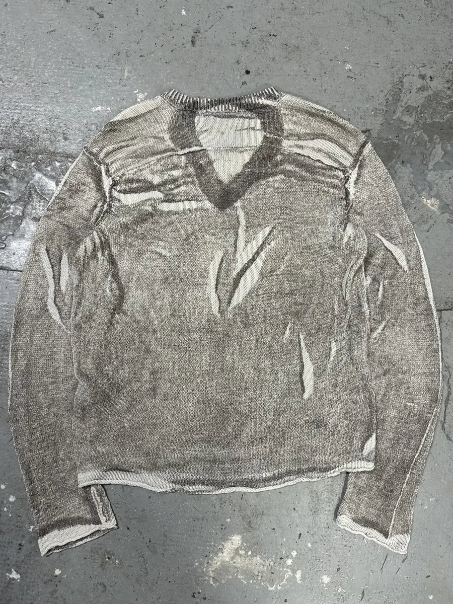 SS2006 Dolce & Gabbana V Neck Grey Striped Savage Neutral Sweater (M) HCpqfEP 3