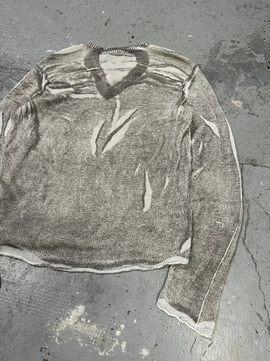 SS2006 Dolce & Gabbana V Neck Grey Striped Savage Neutral Sweater (M) HCpqfEP 5