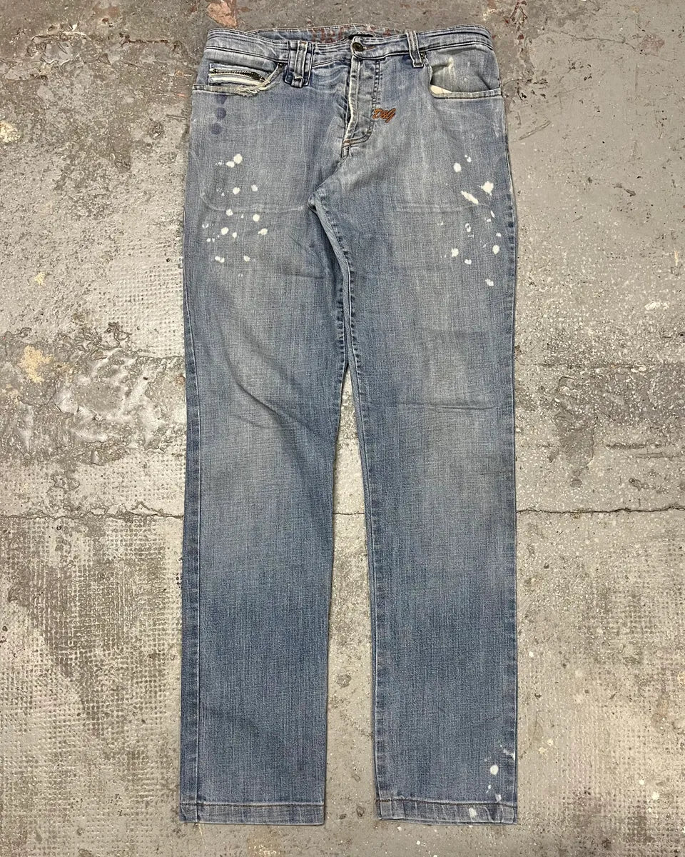 SS2006 Dolce Gabbana Blue Distressed Denim Jeans MdDKtjs 0