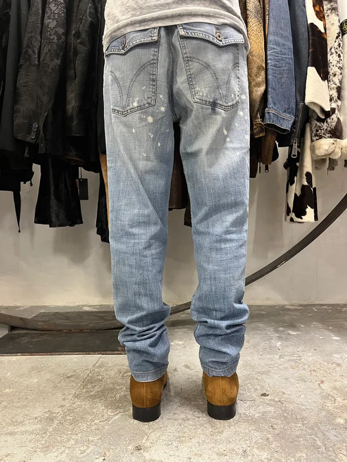 SS2006 Dolce Gabbana Blue Distressed Denim Jeans MdDKtjs 1