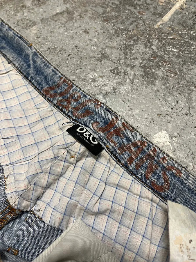 SS2006 Dolce Gabbana Blue Distressed Denim Jeans MdDKtjs 12