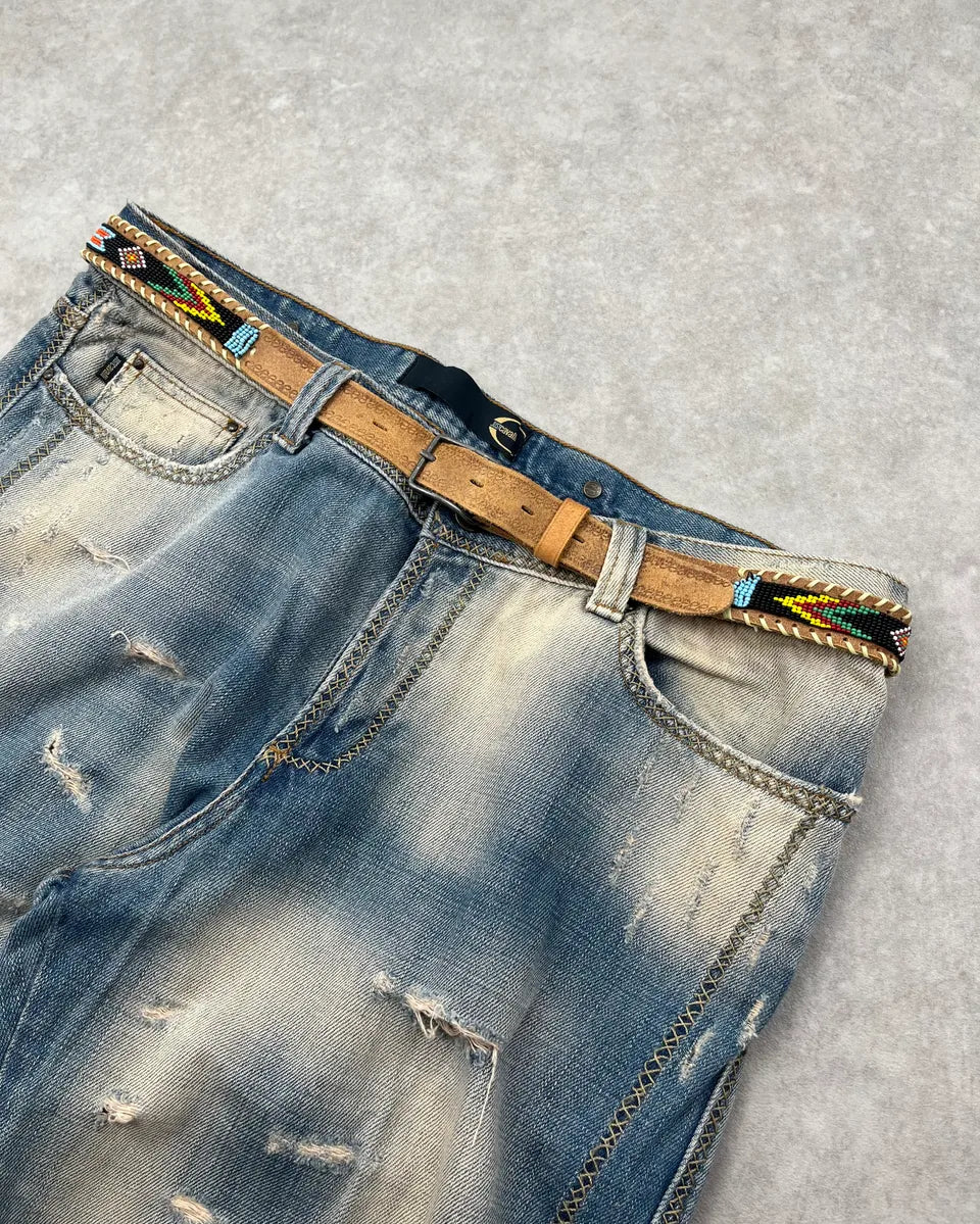 SS2006 Dsquared2 Beige Leather Beaded Belt QefzkLd 1