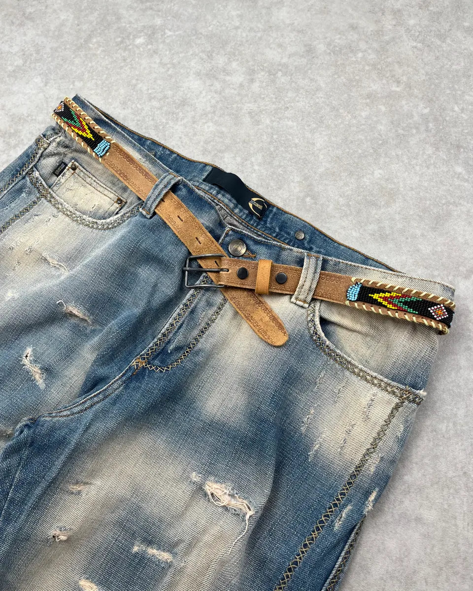 SS2006 Dsquared2 Beige Leather Beaded Belt QefzkLd 2