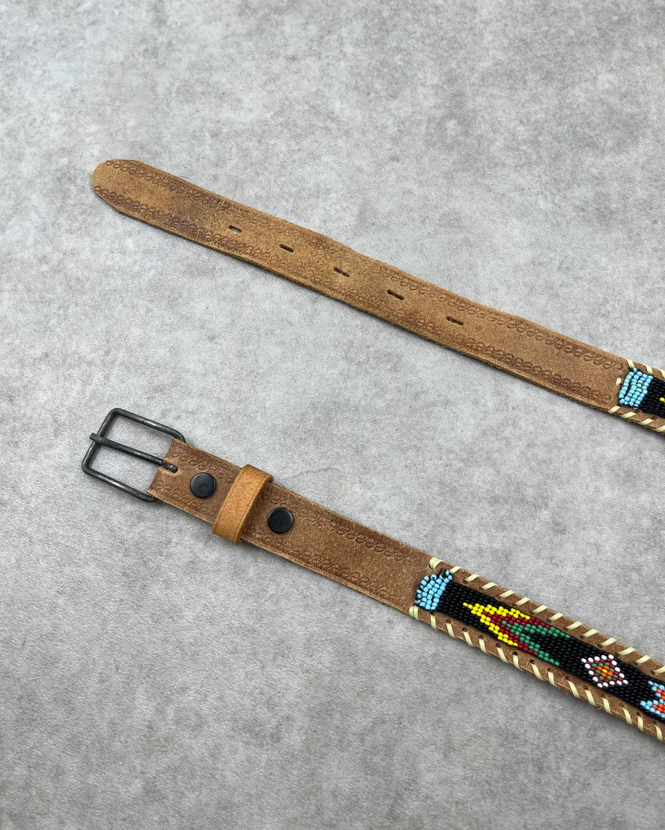 SS2006 Dsquared2 Beige Leather Beaded Belt QefzkLd 3