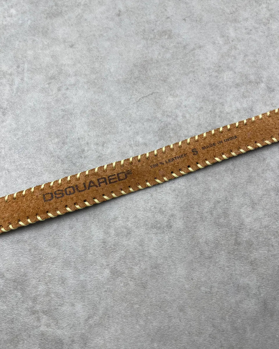 SS2006 Dsquared2 Beige Leather Beaded Belt QefzkLd 8