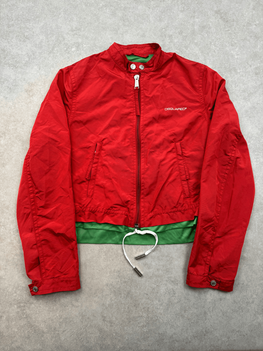 SS2006 Dsquared2 Red Nylon Cropped Bomber Jacket CINdrmT 0