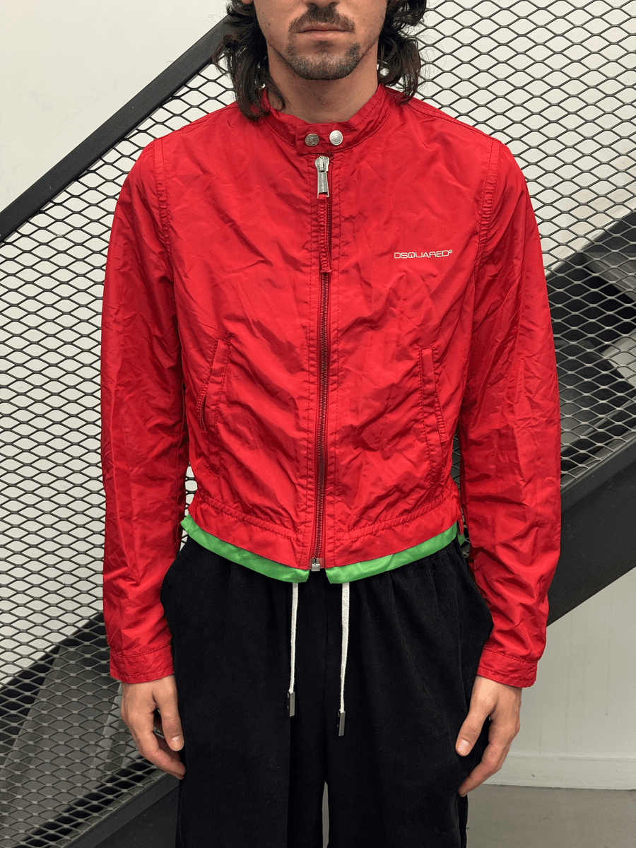 SS2006 Dsquared2 Red Nylon Cropped Bomber Jacket CINdrmT 1