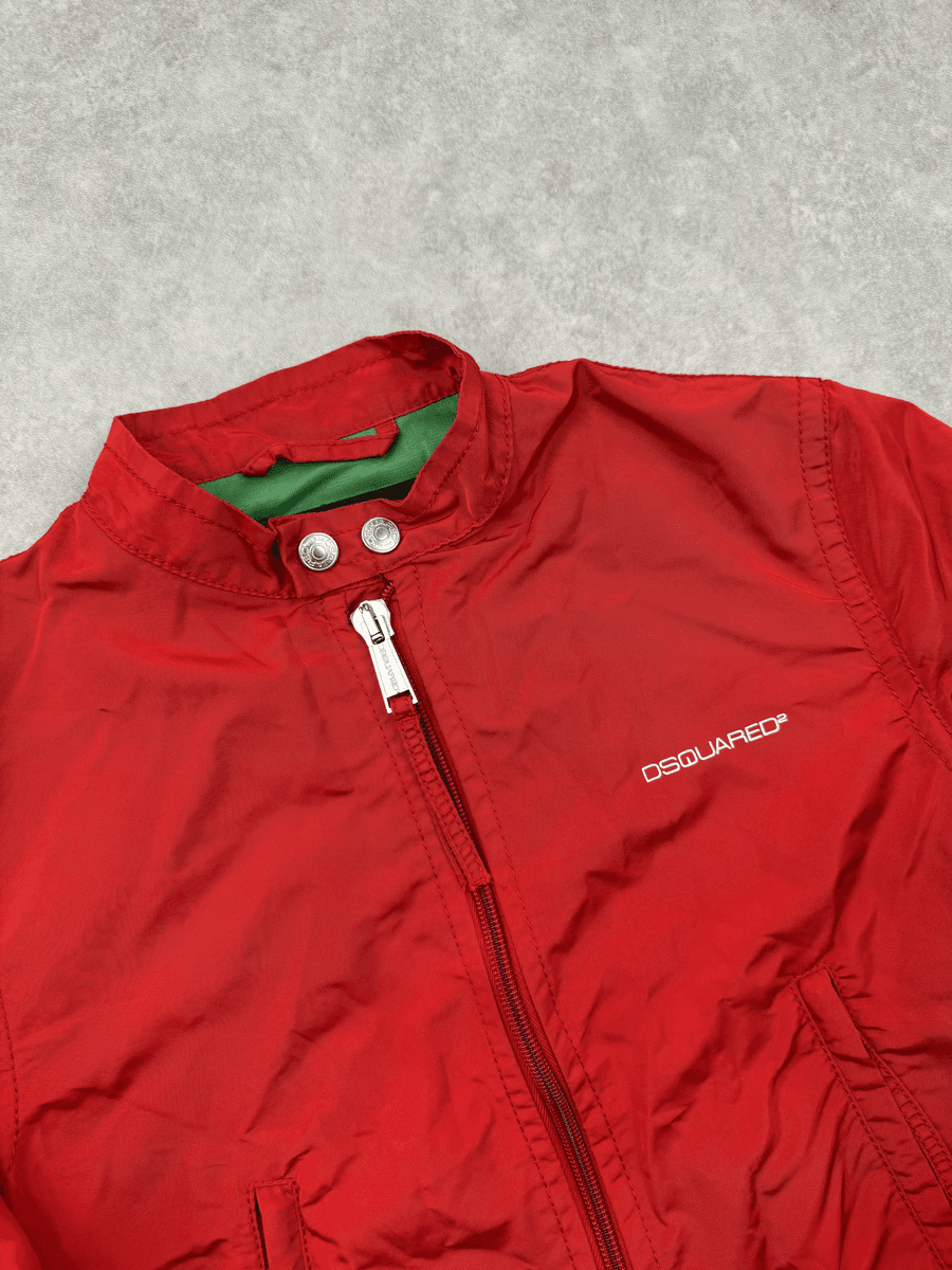 SS2006 Dsquared2 Red Nylon Cropped Bomber Jacket CINdrmT 4