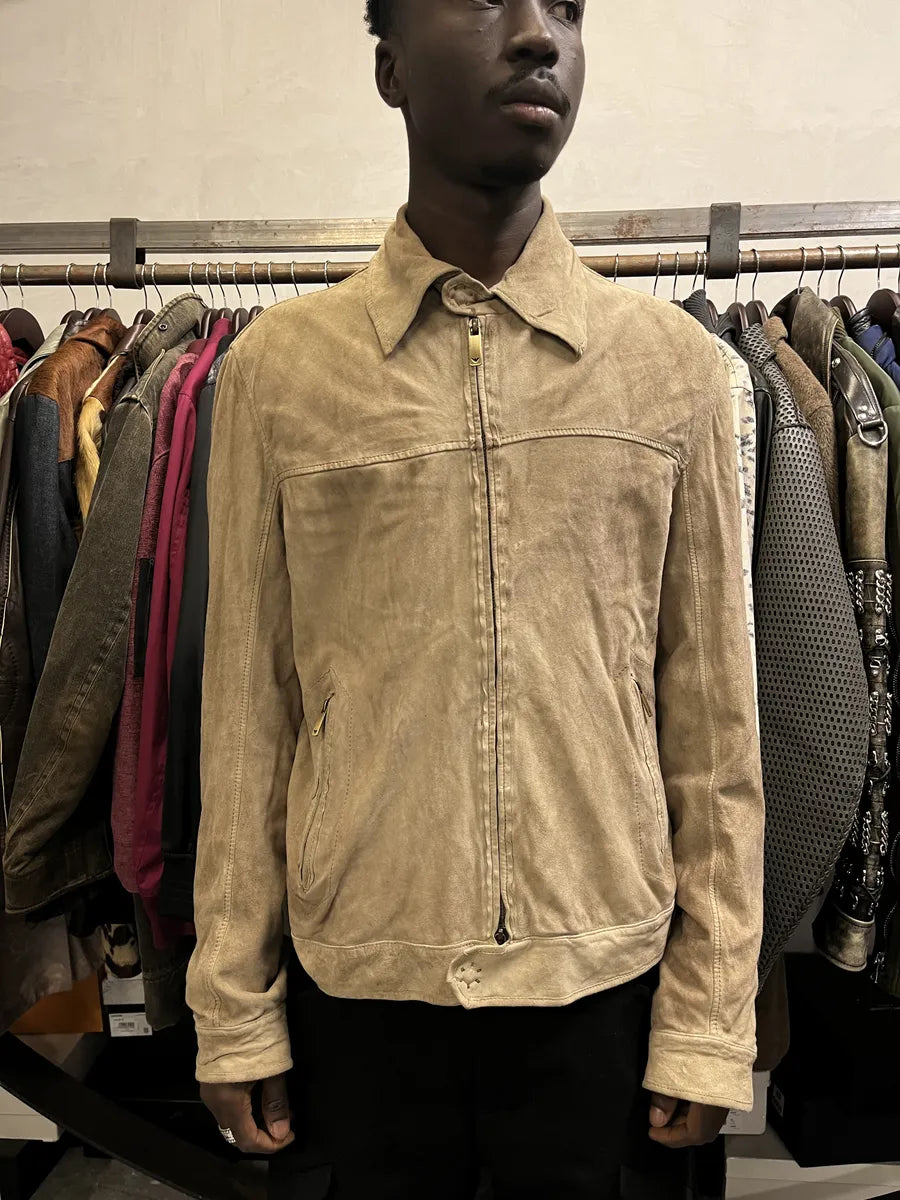 SS2006 Emporio Armani Beige Suede Leather Jacket hZlStaj 1
