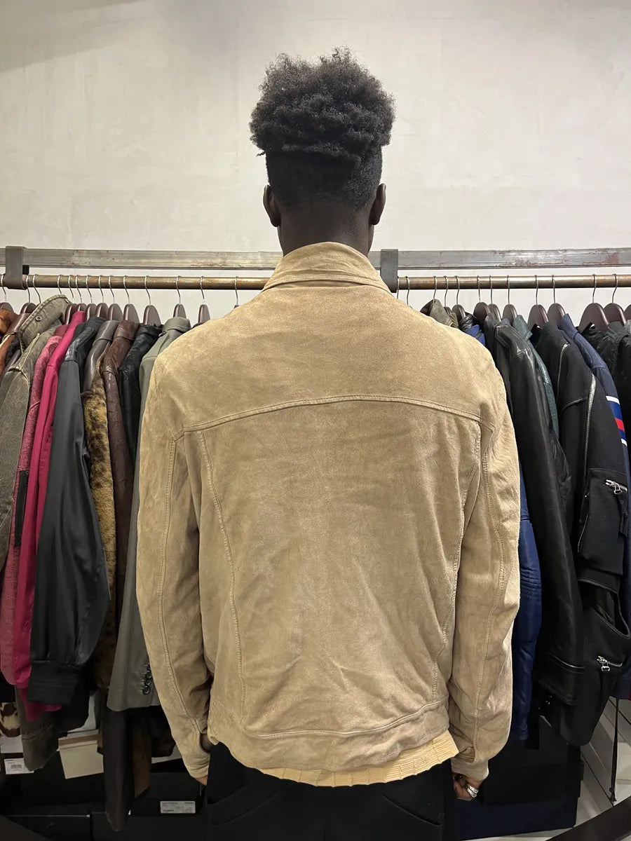 SS2006 Emporio Armani Beige Suede Leather Jacket hZlStaj 2