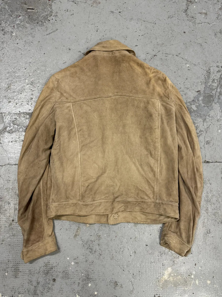 SS2006 Emporio Armani Beige Suede Leather Jacket hZlStaj 3