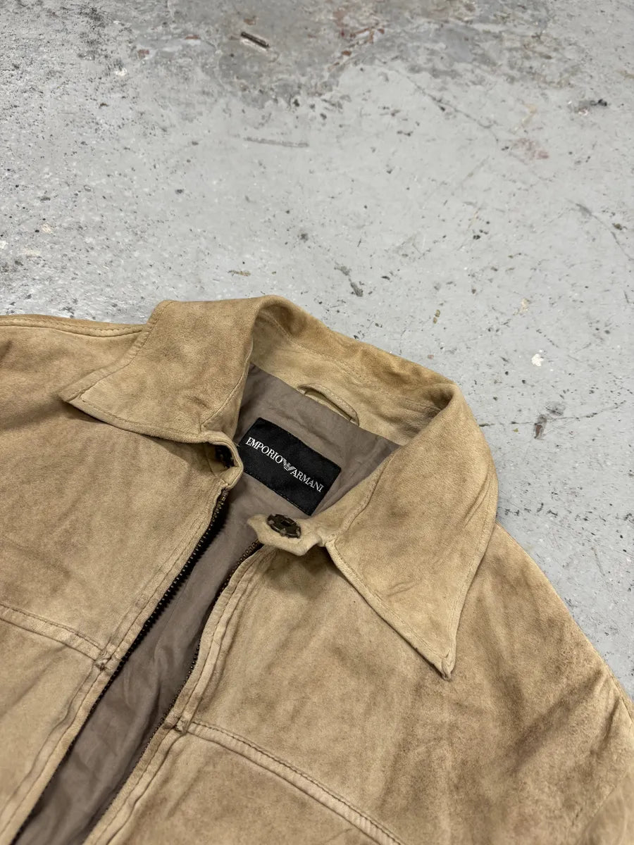 SS2006 Emporio Armani Beige Suede Leather Jacket hZlStaj 8