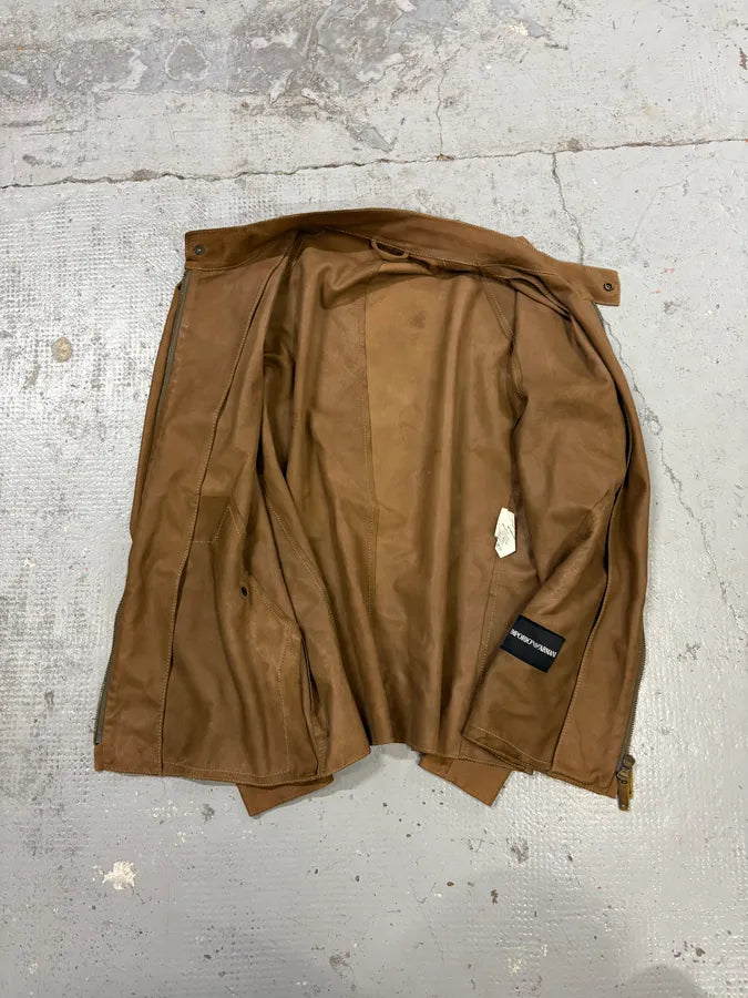 SS2006 Emporio Armani Pure Brown Leather Jacket KbWHiLA 8