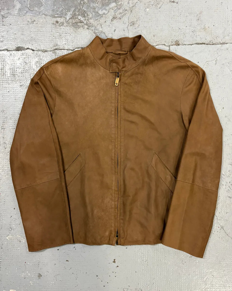 SS2006 Emporio Armani Pure Brown Leather Jacket KbWHiLA 0
