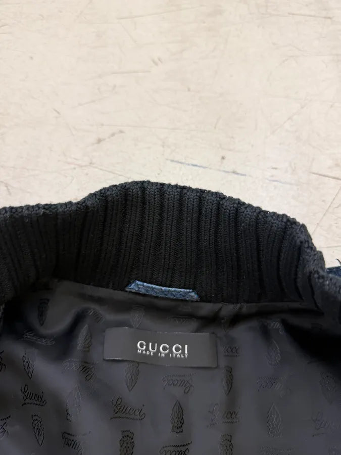 SS2006 Gucci Navy Python Leather Madonna Jacket by Frida Giannini YvzpFZa 13