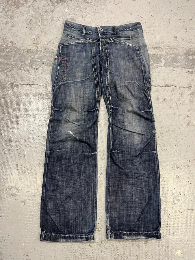 SS2006 Marithé + François Girbaud Blue Faded Denim Jeans hHUZzJP 3