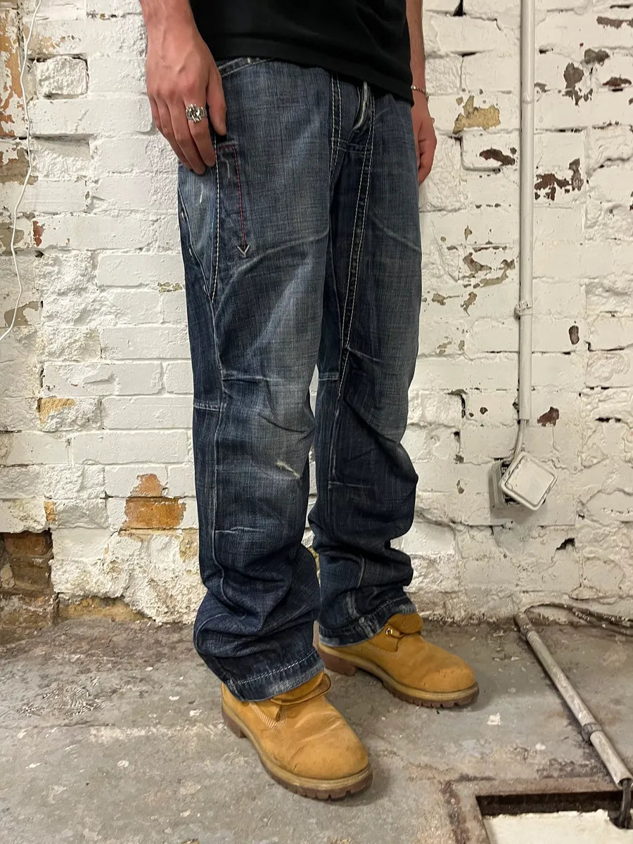 SS2006 Marithé + François Girbaud Blue Faded Denim Jeans hHUZzJP 1
