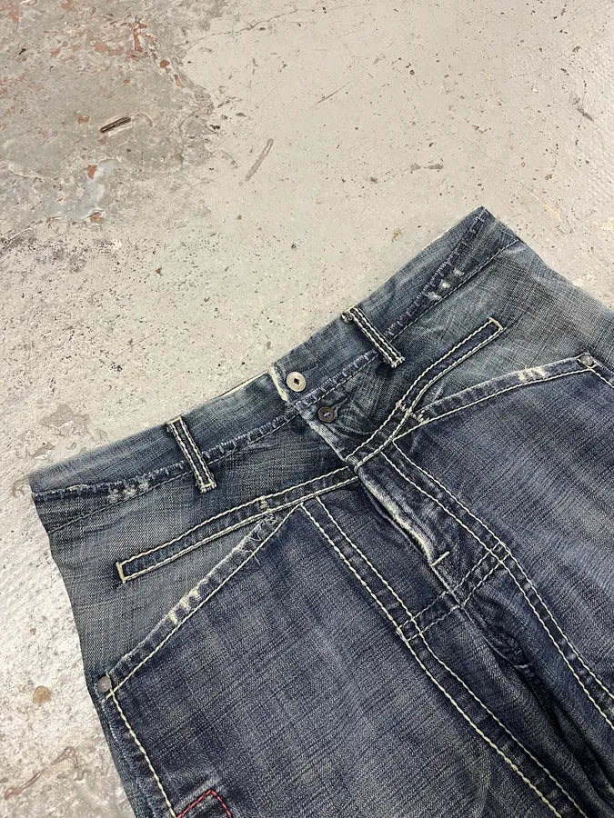 SS2006 Marithé + François Girbaud Blue Faded Denim Jeans hHUZzJP 4