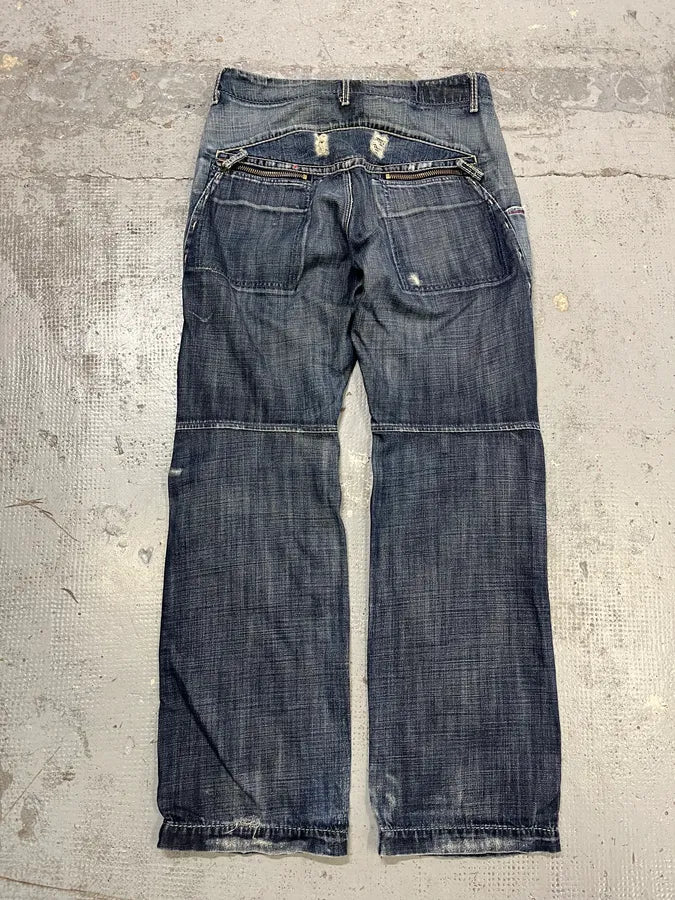 SS2006 Marithé + François Girbaud Blue Faded Denim Jeans hHUZzJP 6