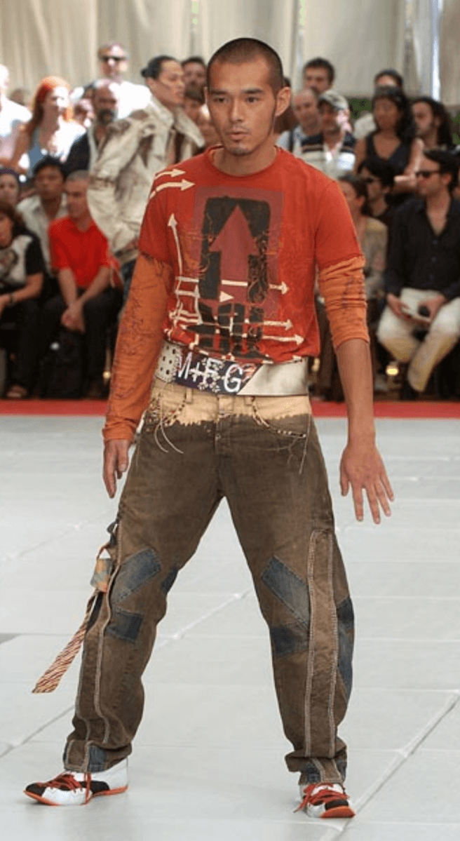 SS2006 Marithé + François Girbaud Navy Patch Blue Cozy Large Denim Jeans bLYIasZ 1