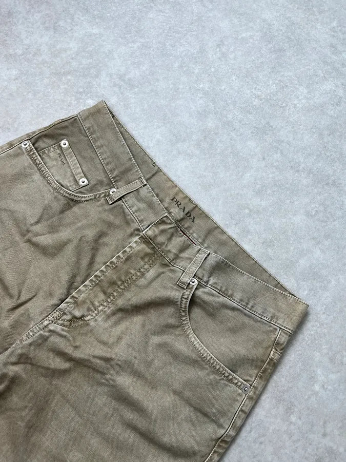 SS2006 Prada Beige Relaxed Shorts MQfrbHw 4