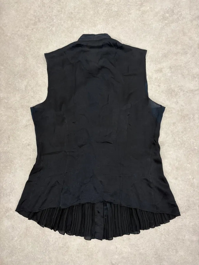 SS2006 Prada Black Elegant Blouse Sleeveless Shirt Vest FyDVcXs 5