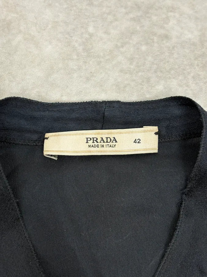 SS2006 Prada Black Elegant Blouse Sleeveless Shirt Vest FyDVcXs 7