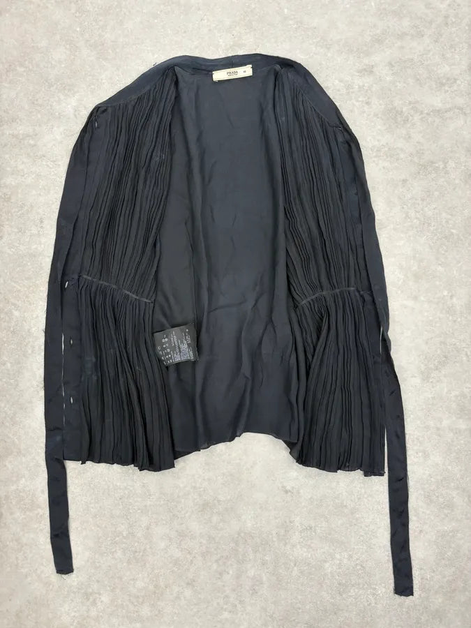 SS2006 Prada Black Elegant Blouse Sleeveless Shirt Vest FyDVcXs 6