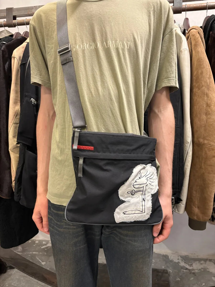 SS2006 Prada Black Linea Rossa Shoulder Bag (OS) tOGTLXk 1