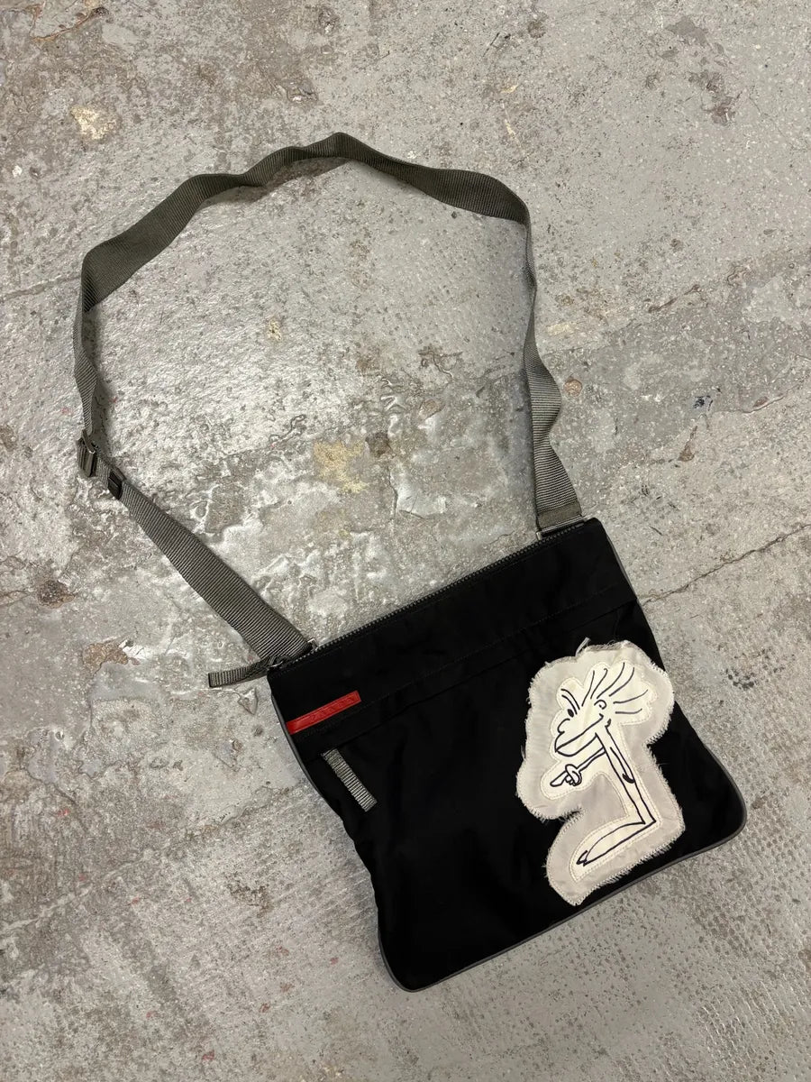 SS2006 Prada Black Linea Rossa Shoulder Bag (OS) tOGTLXk 3