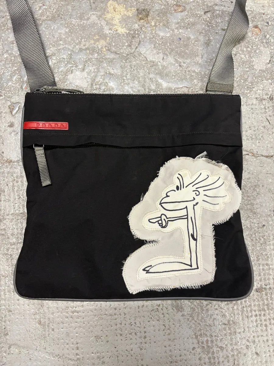 SS2006 Prada Black Linea Rossa Shoulder Bag (OS) tOGTLXk 4