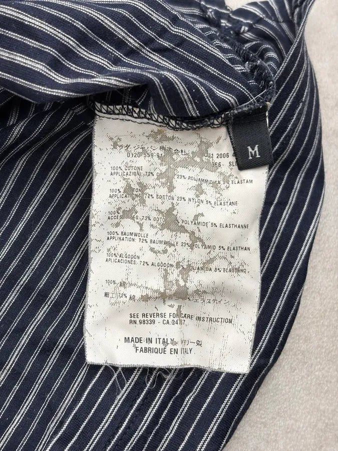 SS2006 Prada Black Blue Striped Logo Patch Polo xMnltWZ 7