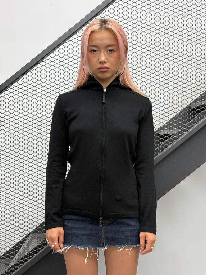 AW2006 Prada Black Wool Zip-Up Sweater RuoJcDZ 1