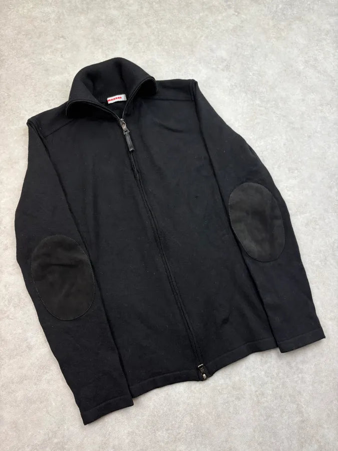 AW2006 Prada Black Wool Zip-Up Sweater RuoJcDZ 3