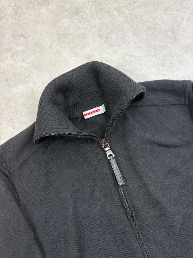 AW2006 Prada Black Wool Zip-Up Sweater RuoJcDZ 4
