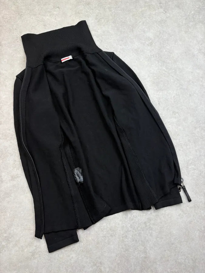 AW2006 Prada Black Wool Zip-Up Sweater RuoJcDZ 7