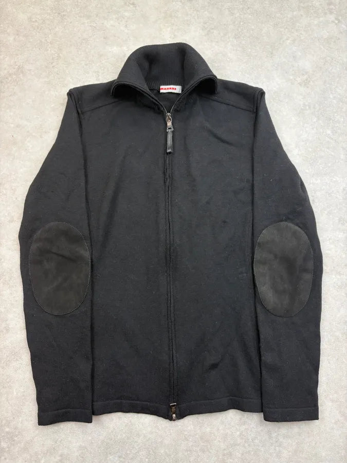 AW2006 Prada Black Wool Zip-Up Sweater RuoJcDZ 0