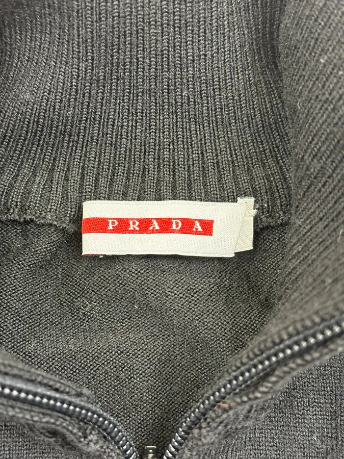 AW2006 Prada Black Wool Zip-Up Sweater RuoJcDZ 9