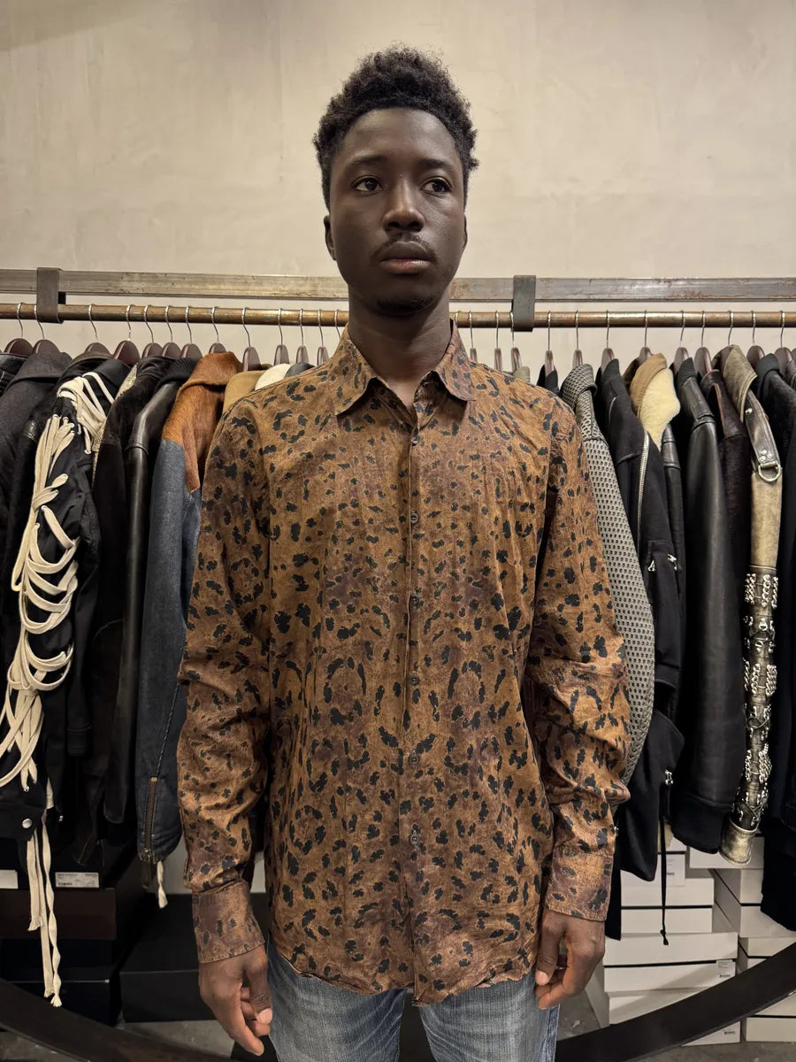 SS2006 Prada Leopard Print Brown Mafia Shirt OsYrhxQ 1