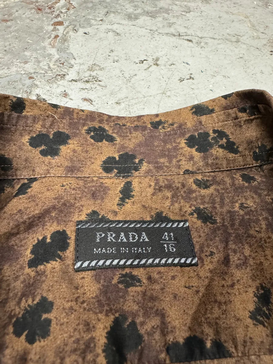 SS2006 Prada Leopard Print Brown Mafia Shirt OsYrhxQ 10