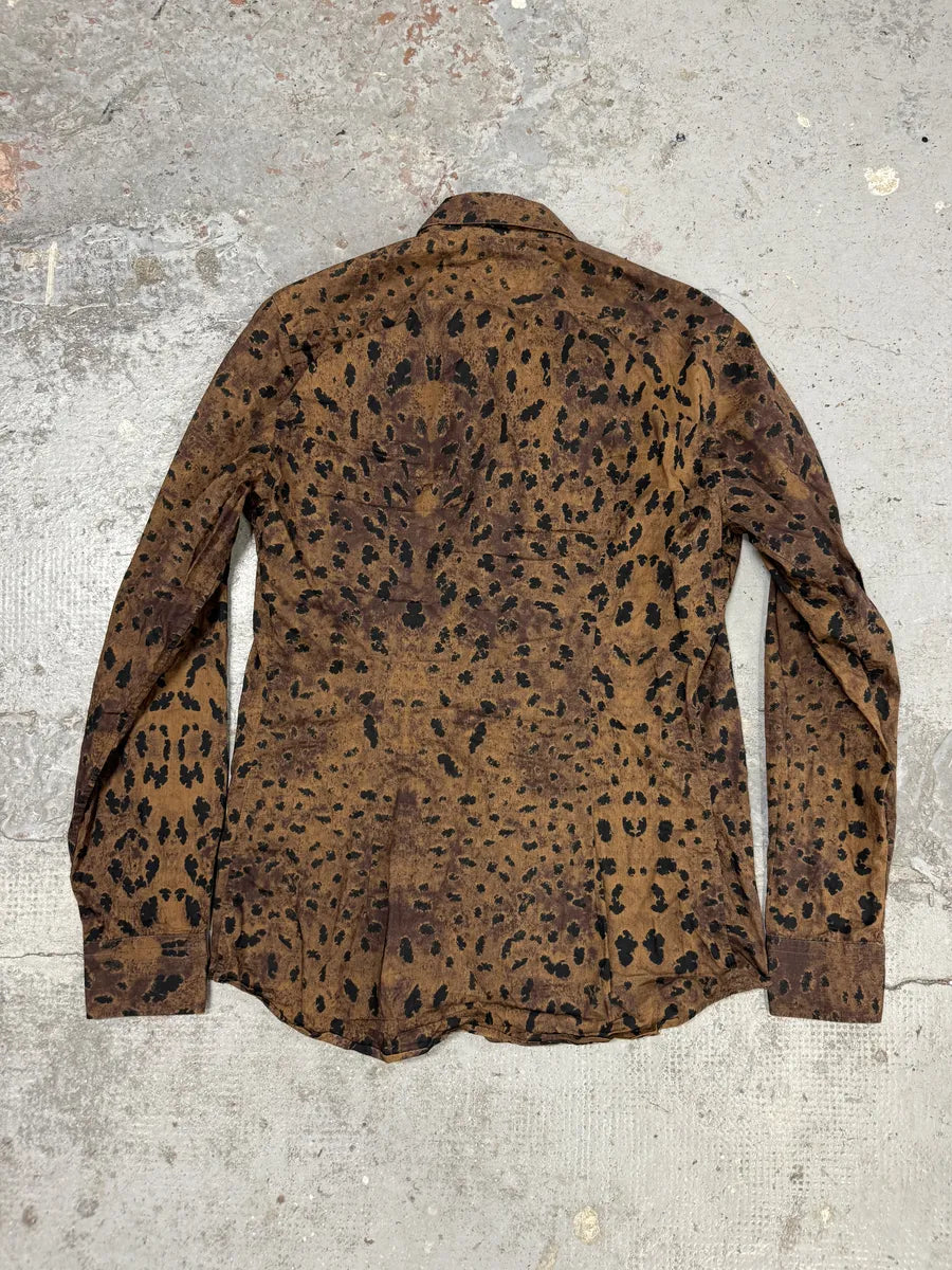 SS2006 Prada Leopard Print Brown Mafia Shirt OsYrhxQ 3