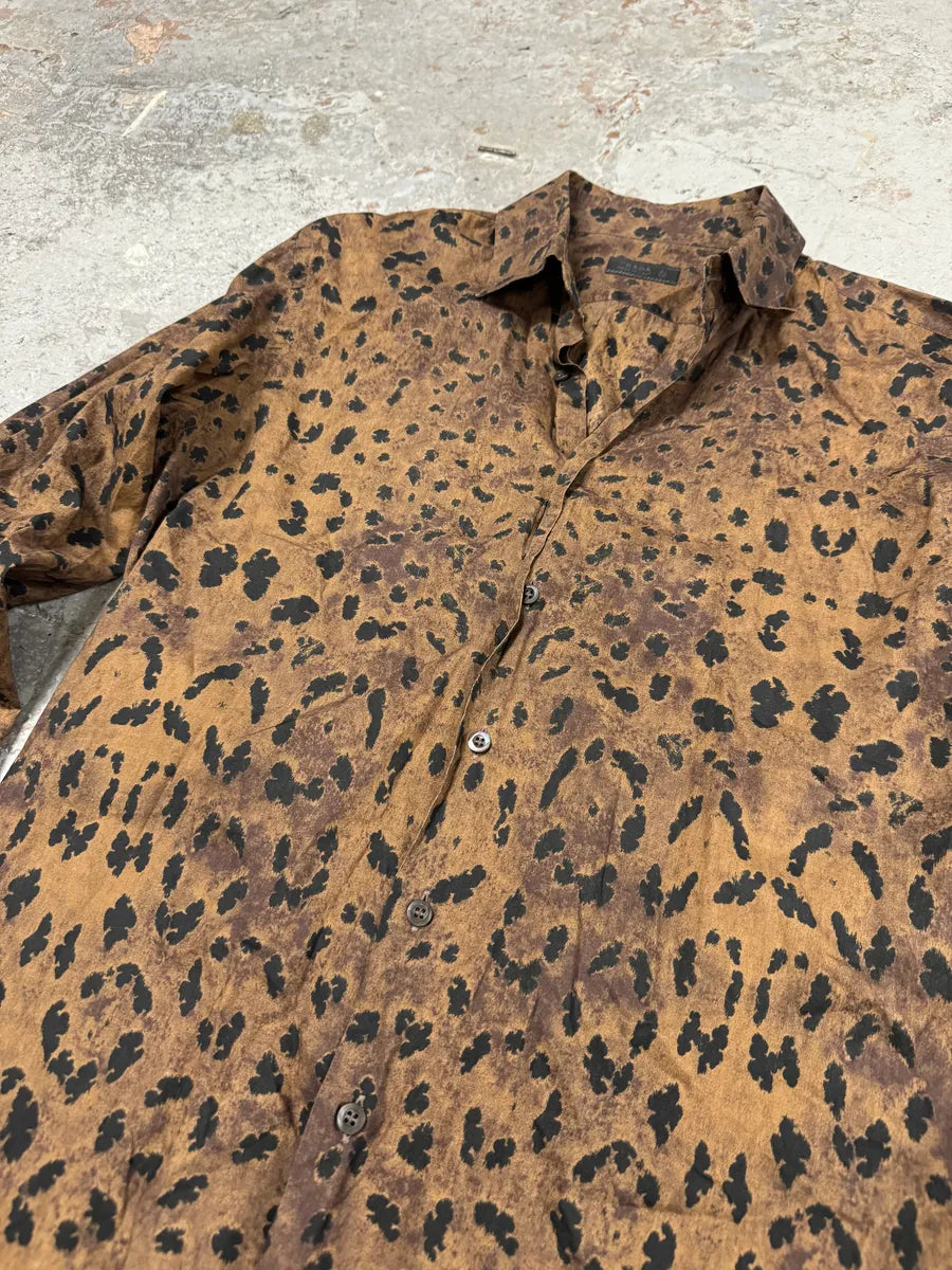 SS2006 Prada Leopard Print Brown Mafia Shirt OsYrhxQ 6