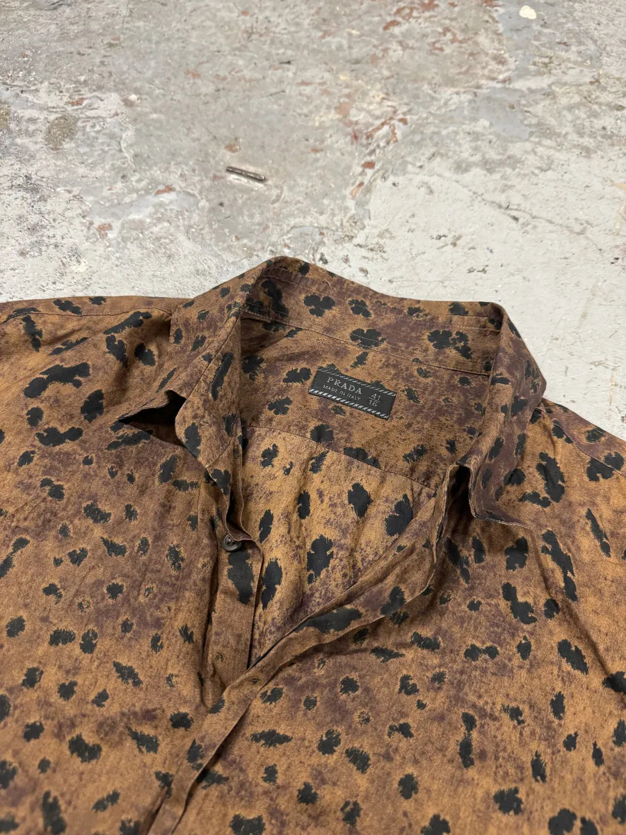 SS2006 Prada Leopard Print Brown Mafia Shirt OsYrhxQ 8
