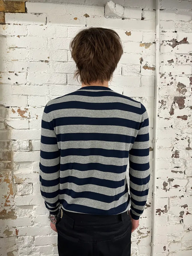 SS2006 Prada Navy & Grey Striped Sweater jAbLWIy 2