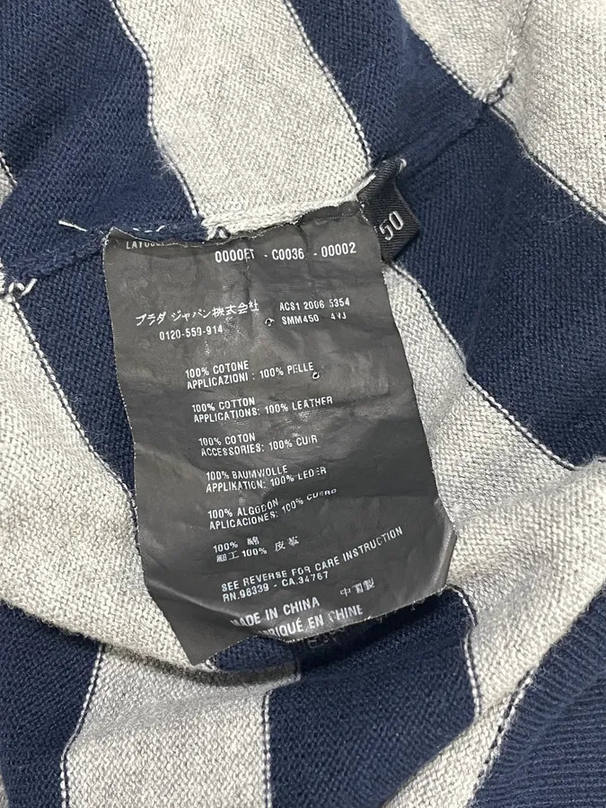 SS2006 Prada Navy & Grey Striped Sweater jAbLWIy 8